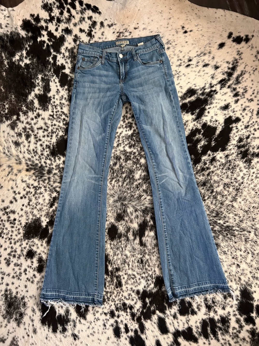 Stetson Light Blue Bootcut Jeans with Frayed Hem